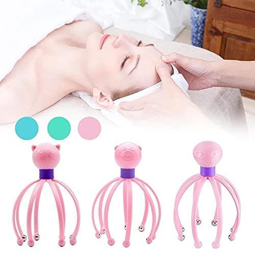 MAPPERZ Octopus Shape Manual Head Scalp Massagers for Headache Relief,Scalp Stress Relax/ 8 Roller Balls Prongs Head Massage Scratcher Deep Relaxation/Hair Stimulation - Multicolor