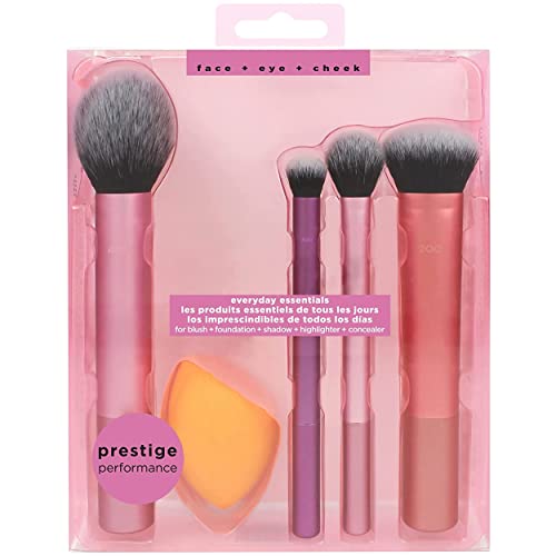 MAPPERZ Makeup Brush Set with Sponge Blender for Eyeshadow, Foundation, Blush, and Concealer- Set of 5