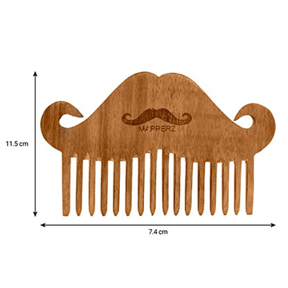 MAPPERZ Neem Wood Beard Comb/Moustache Shaping and Styling Comb For Men, Hair & Beard Pocket Comb - Pack of 1
