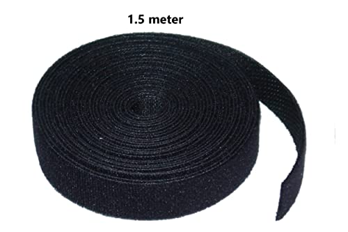 MAPPERZ Heavy Duty Fasteners Wellcrow, Hook and Loop Strips with Adhesive, Holds 10 lbs, Black Industrial Strength Fasten Mounting Stick On Tape, Crafting, Indoor or Outdoor Use, 1.5 Meter, Pack of 1