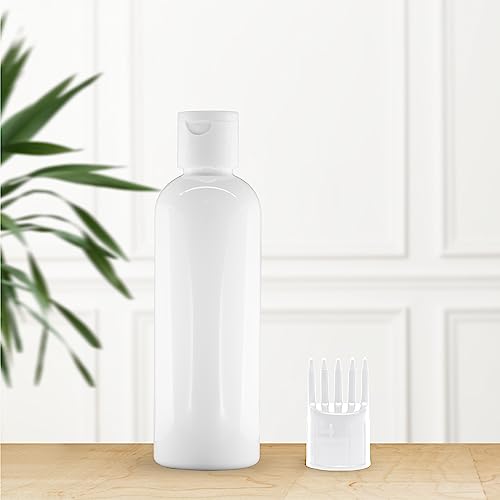 MAPPERZ 1 Root Comb Applicator Empty Cylindrical Bottle, With 1 Flip Top Cap, Applicator Bottle for Hair Oil Shampoo Medicine And Dye Bottle Applicator Brush Bottle, Hair Root Comb Applicator, White