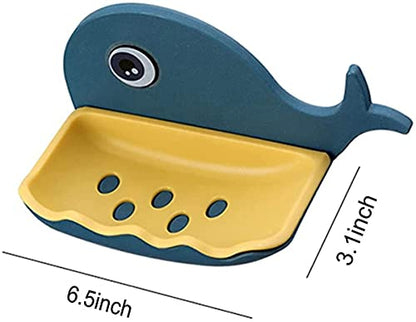 MAPPERZ Fish Shape Soap Stands for Bathroom/ Double Layers Plastic Adhesive Waterproof Wall Mounted Bar Soap Dish Holder Rack for Shower Wall, Kitchen, Bathroom (Pack of 4)