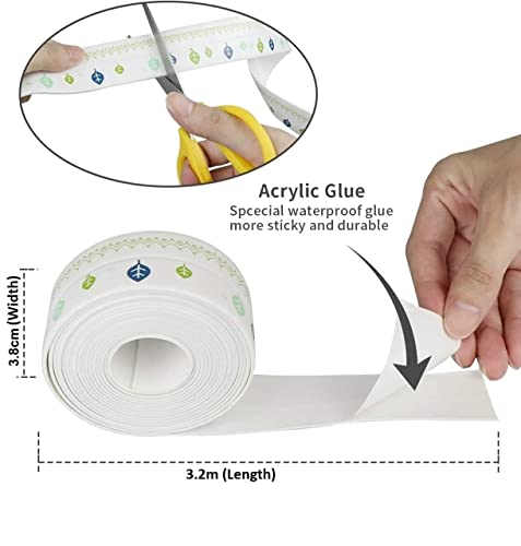 MAPPERZ Kitchen Wall Sealing Strip Tape Sink Waterproof and Oil-Proof Caulk Tape Self Adhesive Sealing Tape for Corners and Gaps
