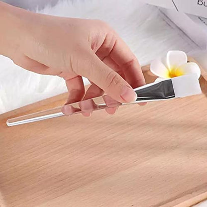 MAPPERZ Facial Mask Application Brush Women Face Pack Makeup Cosmetic Soft Brush Tool - Transparent & White Color, Cosmetic Tools with Clear Plastic Handle, Soft Facial Application Brush :- Pack Of 1