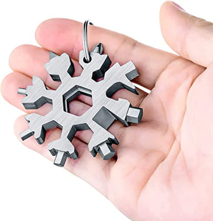 MAPPERZ 18-in-1 Stainless Steel Snowflake Portable Multi Tool, Screwdriver, Wrench, Bottle Opener Combination Compact Tool for Outdoor Travel, Camping, Adventure, Daily Tool & Keyring, Pack Of 1