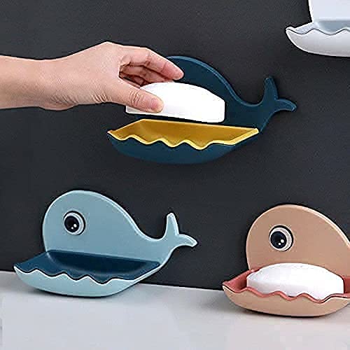 MAPPERZ Soap Holder Self Adhesive Wall Mounted Soap Sponge Holder Plastic Storage Suitable for Shower, Bathroom, Kitchen Sink, Random Color, Pack of 1