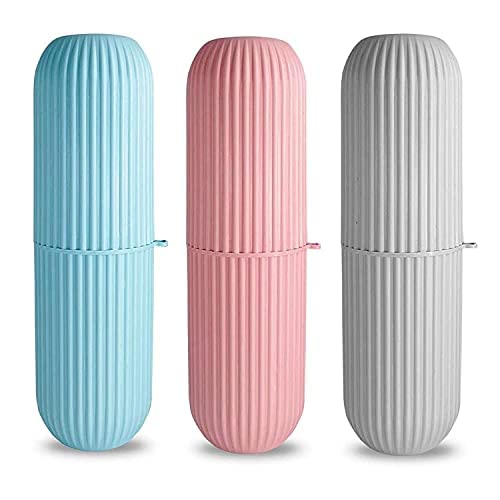 MAPPERZ Capsule Shape Travel Toothbrush Toothpaste Case Holder Portable Toothbrush Storage Plastic Toothbrush Holder - Multicolor (3)