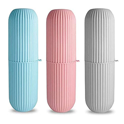 MAPPERZ Capsule Shape Travel Toothbrush Toothpaste Case Holder Portable Toothbrush Storage Plastic Toothbrush Holder - Multicolor (3)