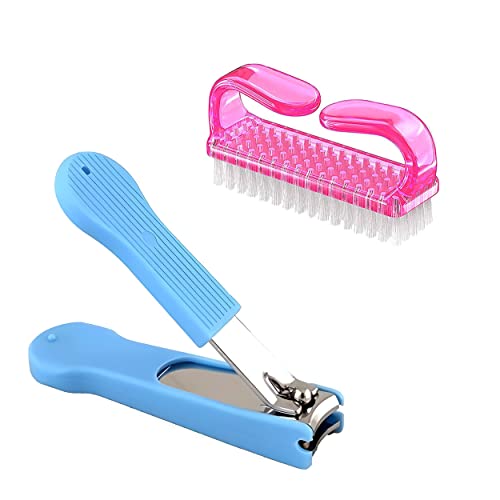 MAPPERZ 1 Premium Stainless Steel Fingernail, Toenail Clipper Cutters With Plastic Guard,Nail Brush Hand Finger Toe Nail Cleaning Brush Manicure Pedicure Scrubbing Cleaner(1 Nail Cutter, 1 Nail Brush)