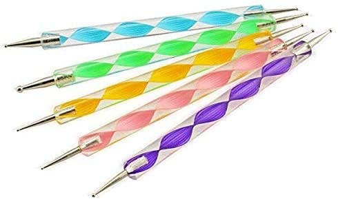 MAPPERZ Nail Art Dotting Marbleizing Tool Pen for Nail Decoration Stamping (Set of 5, Multicolor)
