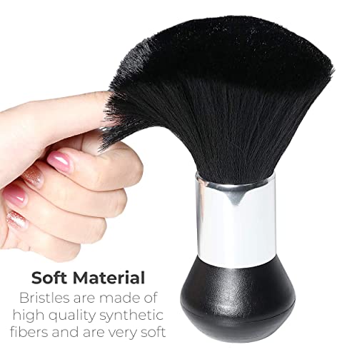 MAPPERZ Professional Hairdressing Stylist Barbers Salon Large Soft Hairbrush Hair Cutting Neck Face Duster Brush with Plastic Handle Grip for Brushing Off Hair - Black