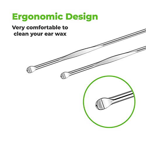 MAPPERZ Ear cleaning tool/Spring Ear-Wax Cleaner Tool/6Pcs 360°Spiral Design Earwax Removal Tools/Stainless Steel Ear Curette with Storage Box/Earwax Removal Kit - Set of 6