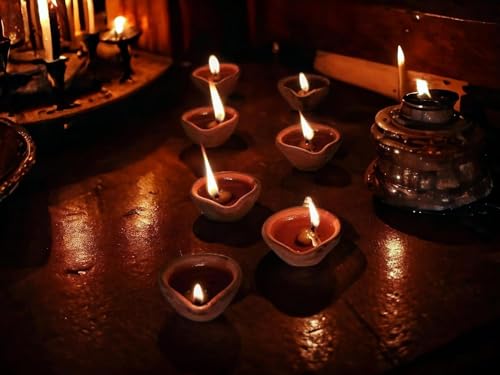 MAPPERZ Mitti Ka Diya for Puja, Handmade Decorative Clay Diya, Diya Lamps for Pooja, Traditional Terracotta Deepak Diwali Gifts and Decoration Mitti ka Diya for Diwali Decoration