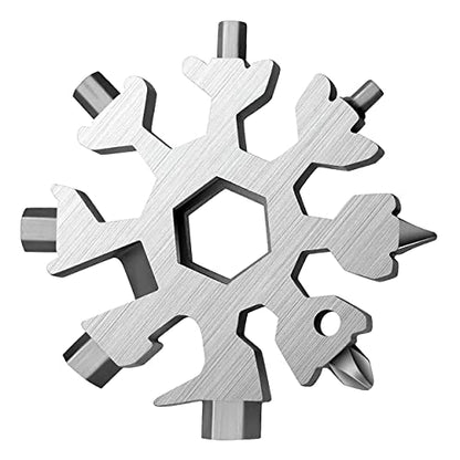 MAPPERZ 18-in-1 Stainless Steel Snowflake Portable Multi Tool, Screwdriver, Wrench, Bottle Opener Combination Compact Tool for Outdoor Travel, Camping, Adventure, Daily Tool & Keyring, Pack Of 1
