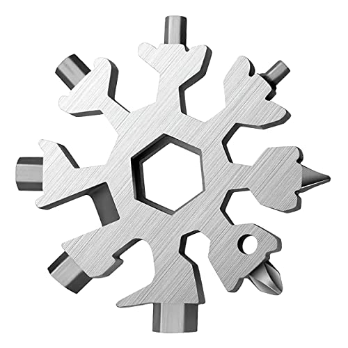 MAPPERZ 18-in-1 Stainless Steel Snowflake Portable Multi Tool, Screwdriver, Wrench, Bottle Opener Combination Compact Tool for Outdoor Travel, Camping, Adventure, Daily Tool & Keyring, Pack Of 1