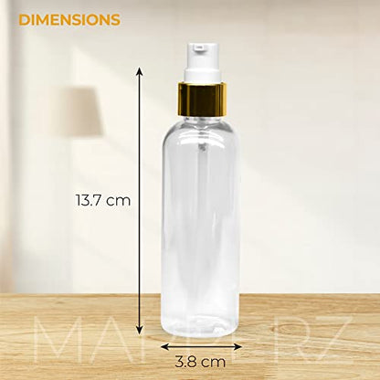 MAPPERZ Plastic Pump Bottle Dispenser, Portable Clear BPA-Free Cylindrical Shampoo Lotion Hand Pump Bottle, Durable Refillable Empty Containers for Massage Oil, Liquid Soap, 100ml, PC- 1