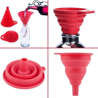 MAPPERZ Heat Resistant Collapsible Silicone Funnel Foldable Hopper for Oil Liquid Kitchen Bathroom Foldable Kitchen Funnels Hopper for Water Bottle Liquid Powder Transfer Silicone Funnel (pc1)
