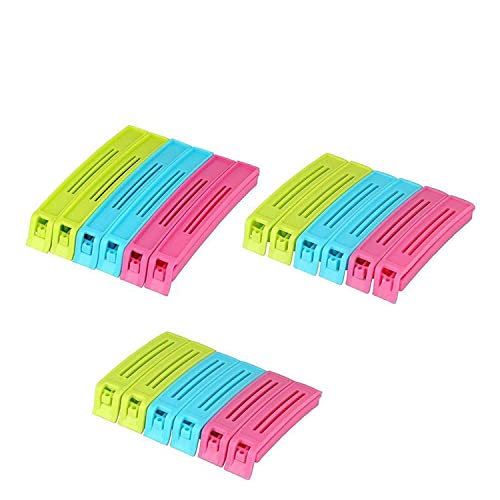 MAPPERZ Food Snack Manual Vacuum Plastic Bag/Pouch Clip Sealer Plastic Snack Seal Sealing Bag/Packet Sealer Clamps (Set of 18, Multi-Color) (Multicolor)