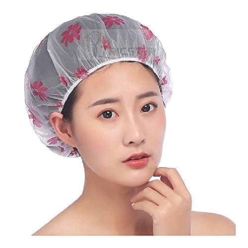 MAPPERZ Reusable Printed Bathing Shower Cap With Elastic Band For Home Beauty Parlours For Both Men And Women Bathing Accessory - Multicolor (Pack of 3)