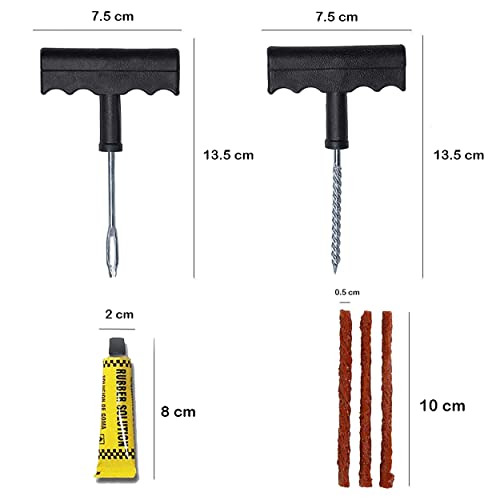MAPPERZ Heavy Duty Emergency Tire Repair Kit 6 Pcs for Car, Motorcycle, ATV, RV, SUV, Jeep, Autos, Truck, Tractor Universal Flat Tire Puncture Repair Plug Kit, Standard Size