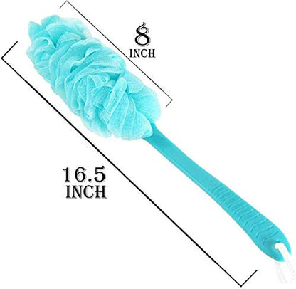 MAPPERZ Loofah Long Handle Bath Body Brush/ Loofah On a Stick for Men Women Body Wash/ Soft Nylon Mesh Sponge for Shower - Multicolor