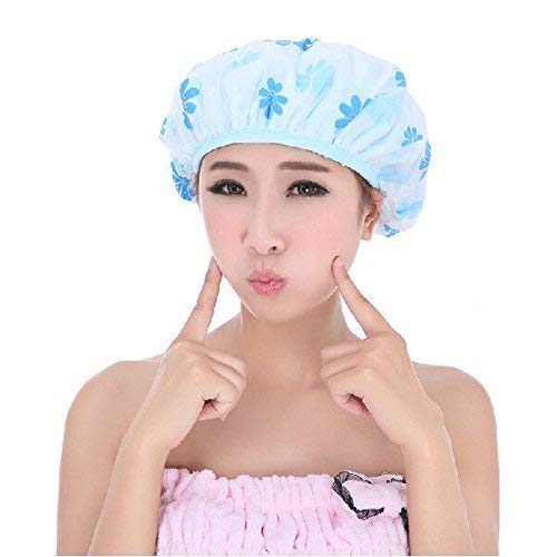 MAPPERZ Reusable Printed Bathing Shower Cap With Elastic Band For Home Beauty Parlours For Both Men And Women Bathing Accessory - Multicolor (Pack of 3)