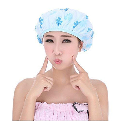 MAPPERZ Reusable Printed Bathing Shower Cap With Elastic Band For Home Beauty Parlours For Both Men And Women Bathing Accessory - Multicolor (Pack of 3)