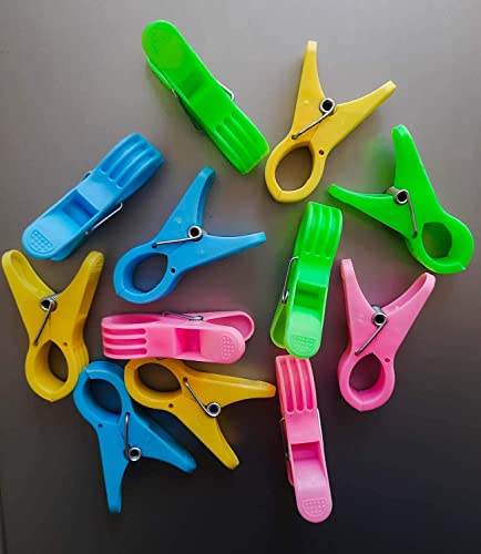 MAPPERZ Heavy Duty Cloth Hanging Clips/ Cloth Peg for Cloth Drying - Multicolor (Set of 12)