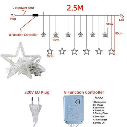 MAPPERZ Led Serial String Lights for Home Decore Copper Wire 12 Stars 138 led Lights for Birthday Festive Decore