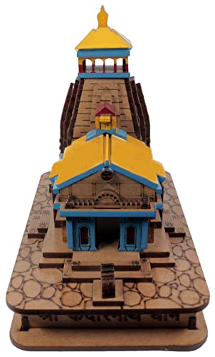 MAPPERZ Kedarnath Temple Wooden Souvenir Decorative Showpiece Car Deshboard MDF Pine Wood Beautiful Kedarnath ji Hand Crafted Wooden Kedarnath Dham (Multicolor, Set of 1)