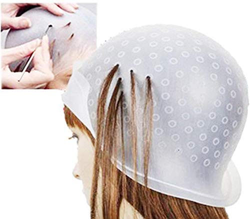 MAPPERZ Silicone Hair Dye Cap/Reusable Multicolor Hair Dyeing Hair Colour Cap with Hooks/ Home Salon for Women Men Girls Dyeing Hair