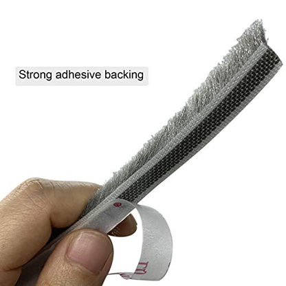 MAPPERZ Weather Stripping Brush Seal Tape for Sliding Windows & Doors Frame Side, Self Adhesive Door Brush Seal Strip for Soundproofing, Windproof, Dustproof, Stronger Stickiness, 10 Meter Long, Gray