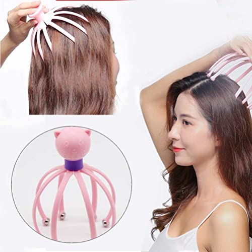 MAPPERZ Head Manual Massage, Scalp Oil Massager Pain Relief Hair Growth, 8 Roller Balls Head Claw Body Massager Octopus Scalp Neck Stress Relief Head Care Massager,RandomColor, Pack of 2