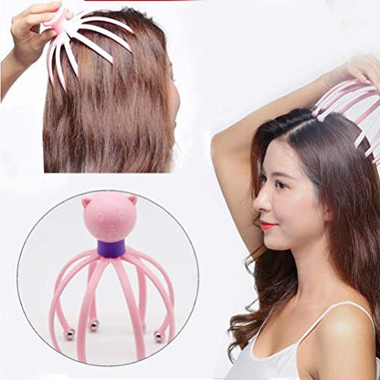 MAPPERZ Head Manual Massage, Scalp Oil Massager Pain Relief Hair Growth, 8 Roller Balls Head Claw Body Massager Octopus Scalp Neck Stress Relief Head Care Massager,RandomColor, Pack of 2