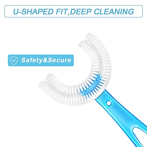 MAPPERZ 6-12 Years Kids U- Shaped Toothbrush/ Food Grade Soft Silicone Brush Head/ 360° Manual Toothbrush Oral Cleaning Tool
