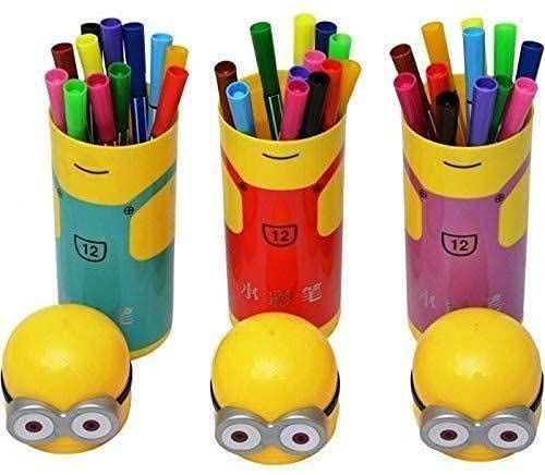 MAPPERZ Pencil Box Cartoon Shaped Pencil Box Included with 12 Sketch Pen Set for School Kids (Multicolor)
