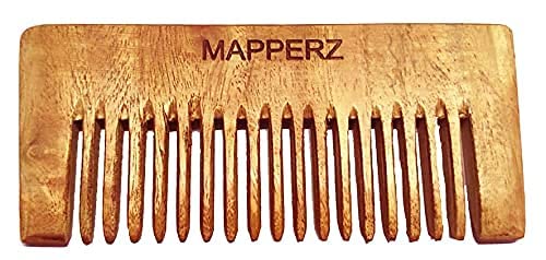 MAPPERZ Handmade Neem Wood Hair Comb Anti-Dandruff Shampoo Comb/Organic Pure Neem Wood Comb Wide Teeth
