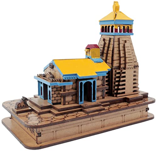 MAPPERZ Kedarnath Temple Wooden Souvenir Decorative Showpiece Car Deshboard MDF Pine Wood Beautiful Kedarnath ji Hand Crafted Wooden Kedarnath Dham (Multicolor, Set of 1)