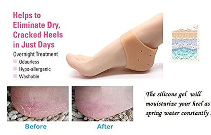 Mapperz Silicone Gel Heel Pad Socks For Heel Swelling Pain Relief,Dry Hard Cracked Heels Repair Cream Foot Care Ankle Support Cushion - For Men And Women - (Free Size Pair)