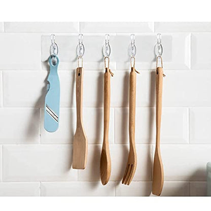 MAPPERZ Adhesive Stronger Plastic Wall Hangers Hooks for Hanging Robe, Coat, Bags, Lights, Calendars,Towel, Keys, Oil-Proof Heavy-Duty for Bathroom Kitchen 6 in 1 Hook Holder Pack of 2