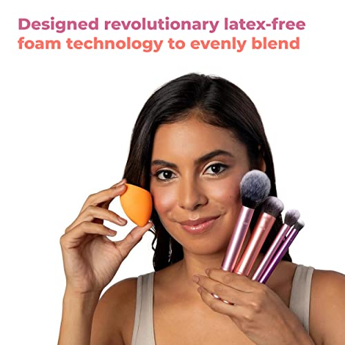 MAPPERZ Makeup Brush Set with Sponge Blender for Eyeshadow, Foundation, Blush, and Concealer- Set of 5