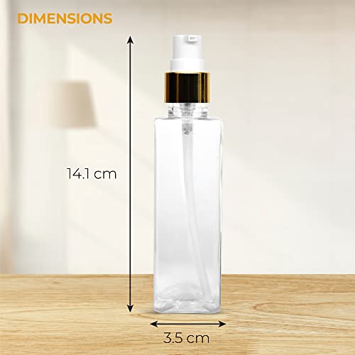 MAPPERZ Plastic Pump Bottle Dispenser, Portable Clear BPA-Free Rectangular Shampoo Lotion Hand Pump Bottle, Durable Refillable Empty Containers for Massage Oil, Liquid Soap, 100ml, PC- 1