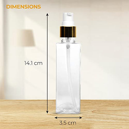 MAPPERZ Plastic Pump Bottle Dispenser, Portable Clear BPA-Free Rectangular Shampoo Lotion Hand Pump Bottle, Durable Refillable Empty Containers for Massage Oil, Liquid Soap, 100ml, PC- 1