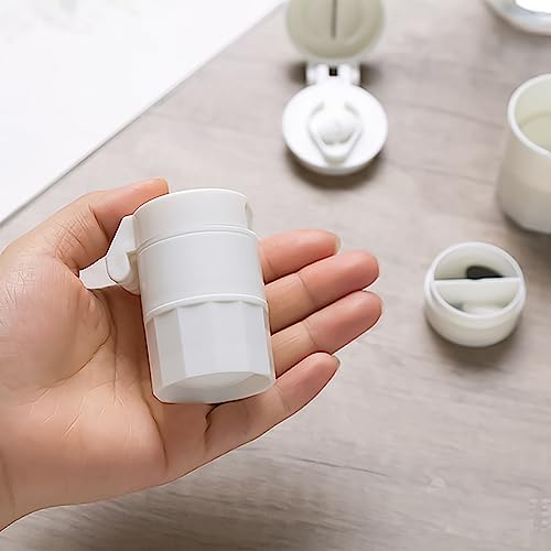 MAPPERZ Medicine Pill Crusher Container, Cutter and Grinder Splitter, Crushes Pills, Vitamins, Stainless Steel Blade, Drinking Cup, Multifunction 4 in 1 Portable Round Tablet Pulverizer, Random Color