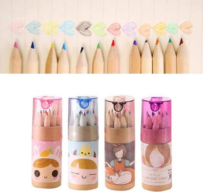MAPPERZ Pencil Colors 12 Shades Color Pencil with Sharpener For Kids Drawing Artist Beginners Stationary Gift