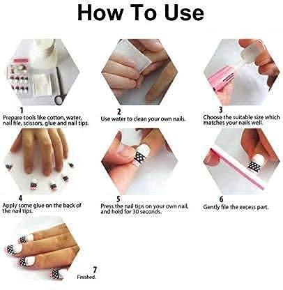 Mapperz Artificial Nails Set With Nail Glue Women Professional Artificial 100 Nail White False Nails (100 Nails with 1 Glue)