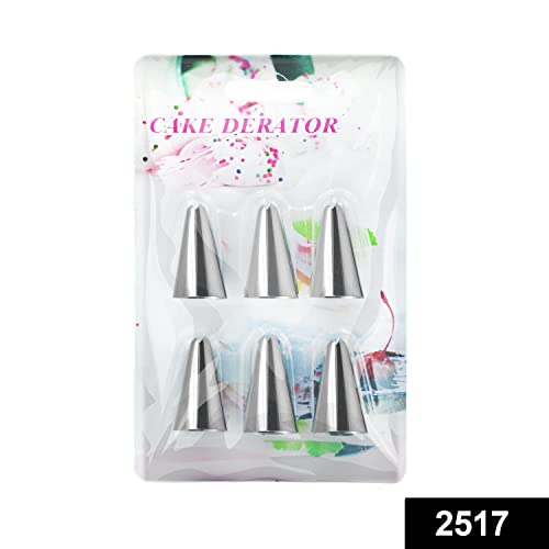 MAPPERZ Stainless Steel Reusable & Washable Cake Decoration Set Piping Steel Nozzles (Pack of 6)