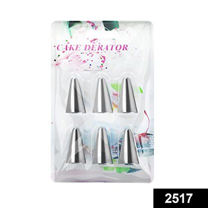 MAPPERZ Stainless Steel Reusable & Washable Cake Decoration Set Piping Steel Nozzles (Pack of 6)