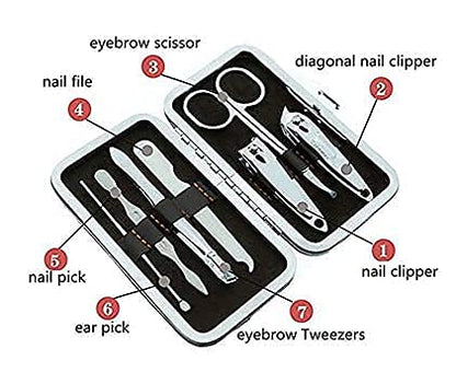 MAPPERZ Professional Manicure Kit/Stainless Steel Grooming Set With Leather Case (7 In 1)