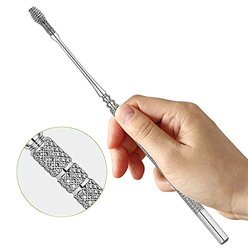 MAPPERZ ear cleaning tool/ear wax cleaner/Ear Scoop Picking Tool Stainless Steel / 6 Piece Ear Cleaner Tool/Ear Curette Safety Cleaner with Brush and Storage Box - Set of 6 (Silver)